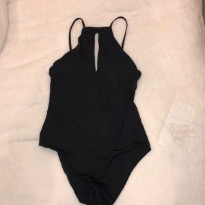 Black halter one piece swimsuit
